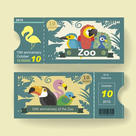 10th anniversary ticket design template for zoo royalty free illustration Ticket Design Template, Zoo Tickets, Summer Plan, Safari Design, Ticket Design, Snoopy Wallpaper, Web Blog, Free Illustration, Banner Printing