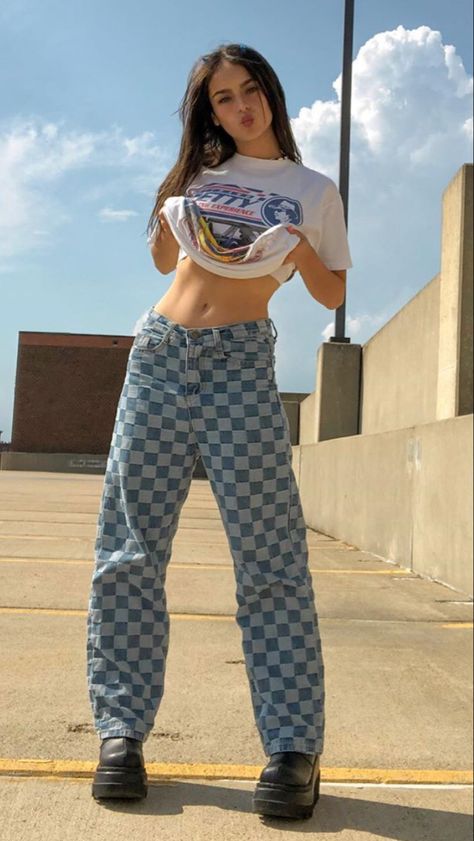 Check Pants, Pants Fit, Baggy Pant, Plaid Pants, Pants Pattern, Street Style Outfit, Check Pattern, White Plaid, Pants Outfit