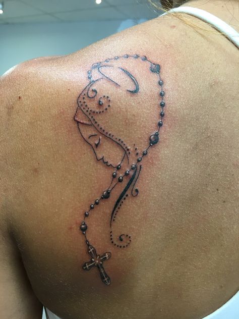 Mother Mary has my back Virgin Mary Tattoo For Women Sleeve, Mother Mary Tattoo For Women, Small Virgin Mary Tattoo For Women, Virgin Mary Rosary Tattoo, Virgin Mary Back Tattoo Women, Virgen De Guadalupe Tattoo Ideas Women, St Mary Tattoo, Simple Virgin Mary Tattoo, Virgen Mary Tattoo For Women