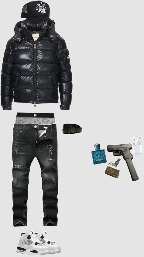 Nyc Drill Outfit, Drippy Outfit Ideas, Uk Winter Drip, Outfits Drip Hombre, Hood Dude Outfits, Uk Drip Outfits Men, American Drip, Us Drip, Clean Outfits