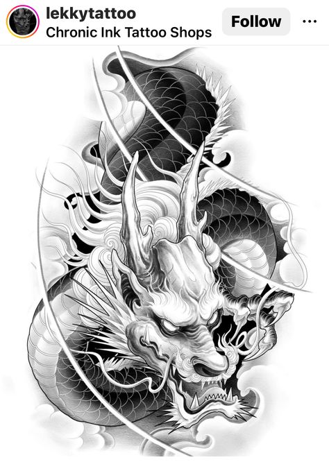 Dragon Koi Tattoo Design, Dragon Tattoo Drawing, Dragon Head Tattoo, Geisha Tattoo Design, Asian Dragon Tattoo, Dragon Tattoo Sketch, Tattoo Japanese Style, Koi Tattoo Design, Dragon Tattoos For Men