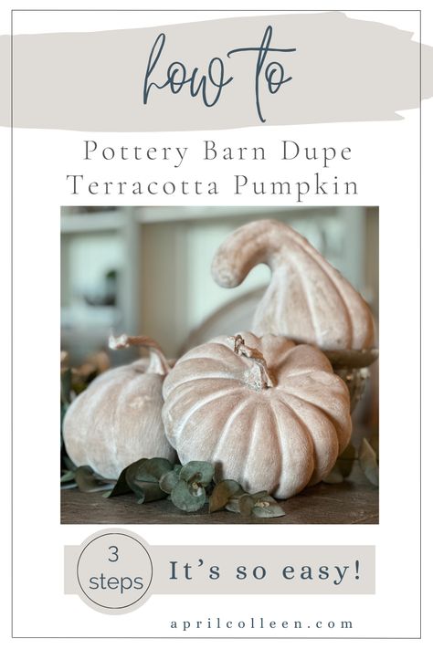 Want to know the 3 easy steps to getting the perfect terracotta look on your faux pumpkins? Check out how easy it is to make your pumpkins look like they came from Pottery Barn! Check it out! Painted Faux Pumpkins, Terracotta Pumpkins, Pottery Barn Pumpkin, Aged Terracotta, Pottery Barn Look, Old Decor, Fall Decor Inspiration, Faux Pumpkins, Diy Pumpkin