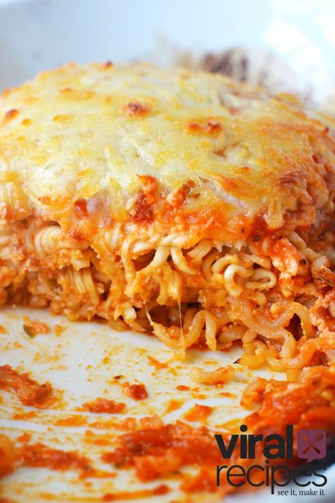 Ramen Lasagna - TikTok Recipe that we LOVE! | Viral Recipes Ramen Noodle Lasagna Recipes, Ramen Noodle Lasagna, Viral Tiktok Ramen, Tiktok Ramen Recipe, Ramen Dinner Recipes, Ramen Lasagna, Lasange Recipe, Italian Casseroles, Lasagna With Ricotta Cheese