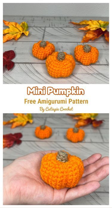 Learn to make a mini pumpkin with this free and easy amigurumi crochet pattern! Fall Decor Crochet, Fall Crochet Patterns Free, Crochet Halloween Patterns, Easy Amigurumi Crochet, Crochet Halloween Patterns Free, Pumpkin Amigurumi, Crochet Butterfly Free Pattern, Pumpkin Patterns Free, Crochet Fall Decor