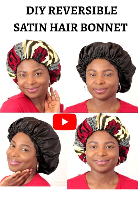 Learn how to sew your own hair satin bonnet. #satinbonnet #sewingtutorial #diy #howtose Hair Bonnet Pattern Free Sewing, Satin Bonnet Pattern Free, Hair Bonnet Pattern, Satin Bonnet, Bonnet Pattern, Diy Sewing Tutorials, Hair Bonnet, Sewing Machine Projects, Bodice Pattern