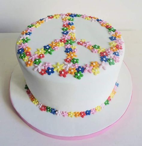 Peace Symbol  Cake Peace Sign Cake Pops, Peace Cake Ideas, Peace Birthday Cake, Peace And Love Cake, Peace Out Birthday Cake, Peace Sign Birthday Cake, Peace Out Single Digits Party Cake, 70s Themed Birthday Cake, Peace Out Single Digits Cake