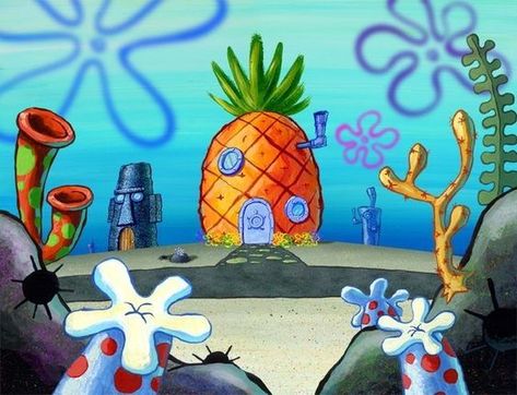 Spongebob Widgetsmith, Spongebob Landscape, Spongebob Squarepants Wallpapers, Spongebob Scenery, Spongebob Pineapple House, Spongebob Flowers, Spongebob House, Spongebob Background, Underwater Drawing