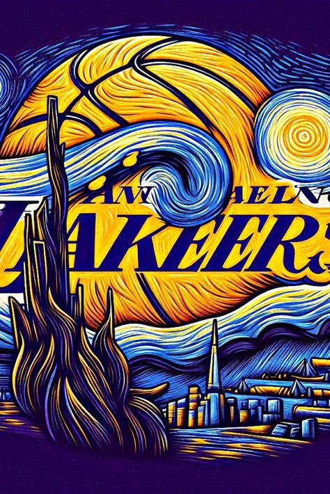 #NBA #Lakers #LosAngeles #Logo #VanGogh Lakers Wallpaper, King Lebron James, Le Basket, Lakers Logo, King Lebron, Nba Basketball Art, Michigan Wolverines Football, Wolverines Football, Basketball Art