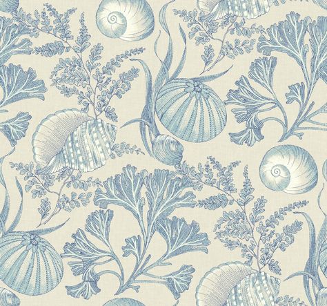 Nautical Living Coral Shells 33' x 20.5" Botanical Wallpaper Wallpaper Cream, Coastal Style Furniture, Beach Style Decorating, Coastal Wallpaper, Nautical Wallpaper, Toile Wallpaper, York Wallpaper, Living Coral, Ocean Wallpaper