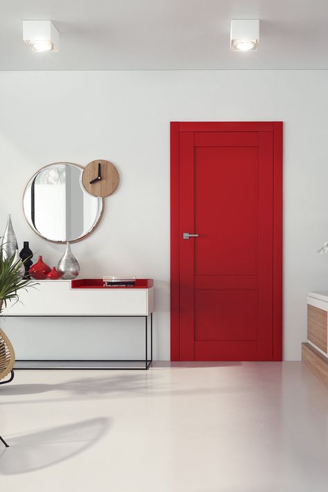 Rumba. Red door. Red Closet Doors, Red Furniture Aesthetic, Red Interior Door, Red Interior Doors, Red Door Interior, Colored Doors Interior, Red Doors Interior, Hype Decor, Blonde Flooring