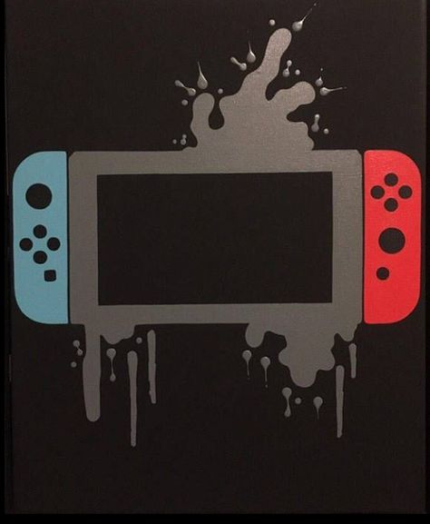 Nintendo Painting, Games To Play On Iphone, Controller Painting, Nintendo Decor, Nintendo Logo, Nintendo Party, Gaming Party, Video Games Ps4, Switch Accessories