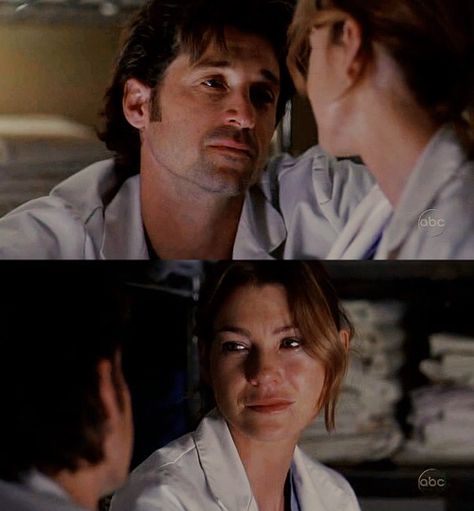 The look. Between Meredith and McDreamy Greys Anatomy Derek, Greys Anatomy Couples, Owen Hunt, Meredith And Derek, Greys Anatomy Funny, Greys Anatomy Characters, Derek Shepherd, Cristina Yang, Patrick Dempsey