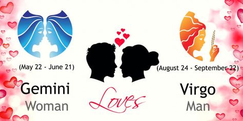 Love match compatibility between Gemini woman and Virgo man. Read about the Gemini female love relationship with Virgo male. Virgo Man Gemini Woman Relationships, Gemini Male, Virgo Male, Aquarius Men Love, Virgo Man, Gemini And Pisces, Gemini And Aquarius, Gemini Love, Gemini And Virgo