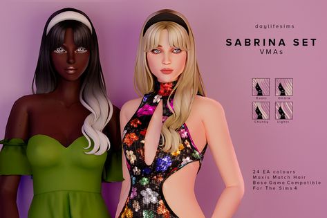 SABRINA HAIR SET - VMAs | Daylife Sims on Patreon Daylife Sims Cc Hair, Daylife Sims, Sabrina Hair, Pelo Sims, Sims 4 Game Mods, Hair Set, 2000s Clothes, Sims 4 Mm, Sims 4 Characters