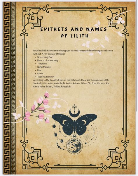 Herbs Associated With Lilith, Lilith Goddess Offerings, Lillith Goddess, Goddess Magick, Goddess Aesthetic, Magick Symbols, Wiccan Magic, Grimoire Book, Witch Spirituality