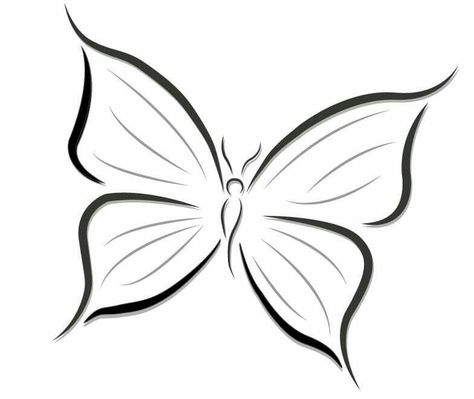 Butterfly Drawing Outline, Easy Butterfly Drawing, Borboleta Tattoo, Simple Butterfly Tattoo, Easy Butterfly, Butterfly Art Drawing, Butterfly Sketch, Butterfly Outline, Dibujo Simple