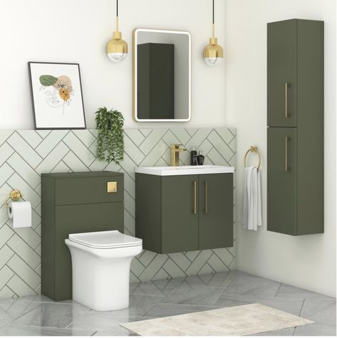 How To Choose Bathroom Furniture: 6 Things You Need To KNow | Maxine Brady | Interior Stylist, Blogger & TV presenter Light Green Bathrooms, Bathroom Sink Units, Mediterranean Bathroom, Green Bathroom Furniture, Green Vanity, Basin Cabinet, Mounted Vanity, Bathroom Redesign, Basin Vanity Unit