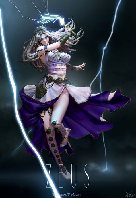 ArtStation - ZEUS, ARTMONG (kwonsoonhyeop) Female Zeus, Zeus God, The Lightning, Sailor Jupiter, Concept Artist, Magical Art, Paper Drawing, History, Drawings