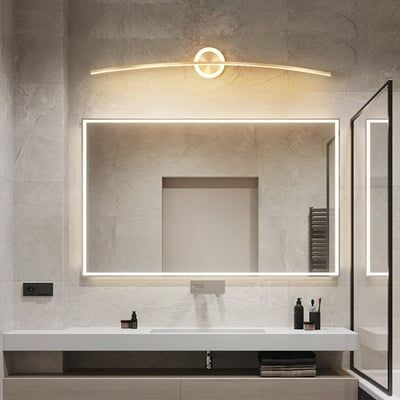 Gold Bathroom Vanity LED Wall Light Modern Wall Sconce with White Silicone Shade Bathroom Vanity Lighting Sconces, Vanity Lighting Over Mirror, Gold Bathroom Vanity, Space Saving Bathroom, Bathroom Floor Plans, Modern Bathroom Lighting, Bathroom Inspiration Modern, Metal Wall Light, Vanity Light Fixtures