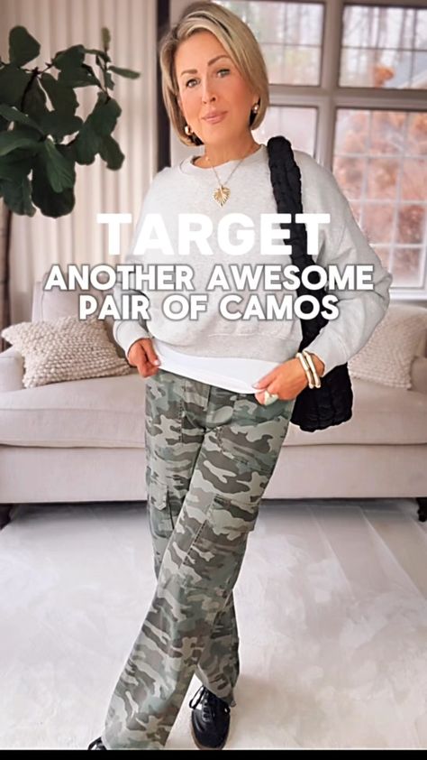 Women's Mid-Rise Utility Cargo … curated on LTK Camo Pants Outfit Dressy, How To Style Camo Cargo Pants, Cute Camo Outfits For Women, Camo Joggers Outfit Women, Camo Pants Outfit Winter, Camo Pants Outfit Women, Camo Joggers Outfit, How To Wear Camo Pants, Camouflage Pants Outfit