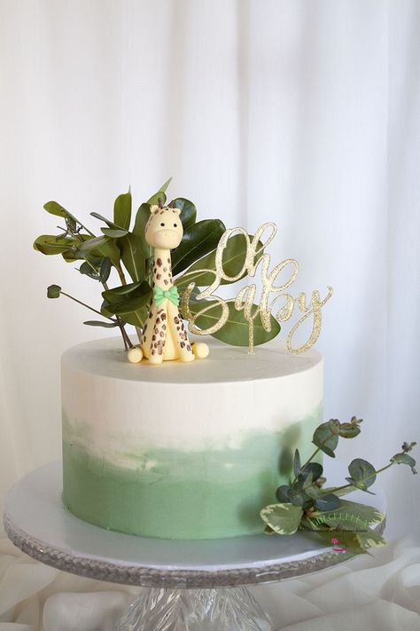 Chocolate Birthday Cake Decoration, Safari Baby Shower Cake, Green Birthday Cakes, Homemade Wedding Cake, Baby Shower Cake Designs, Sage Green Baby Shower, Roses Birthday, October Baby Showers, Safari Cakes