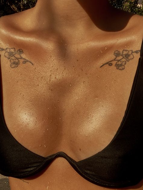 Collarbone tattoos Women’s Collarbone Tattoos, Mirrored Collar Bone Tattoo, Collarbone Tattoo Both Sides, Woman Collar Bone, Womens Collarbone Tattoo, Delicate Collarbone Tattoo, Collar Bone Tattoo Unique, Shoulder And Collar Bone Tattoos, Matching Collar Bone Tattoos