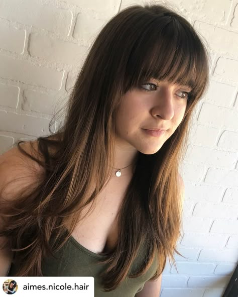 Curved bangs are all the rage in the hair industry! Whether you call them bangs, flicks or fringes, there are so many different types of bangs... which one is perfect for you? The first step is to learn about the different types of bangs! #Bangs #Hairstyles #HairTips #Haircuts Strait Across Bangs, Choppy Bangs Straight Hair, Eyebrow Bangs Long Hair, Full Bangs Straight Hair, Long Hairstyles For Fine Hair With Bangs, Full Bangs With Medium Hair, Haircuts With Bangs And Glasses, Curved Bangs Short Hair, Curved Bangs Medium Hair