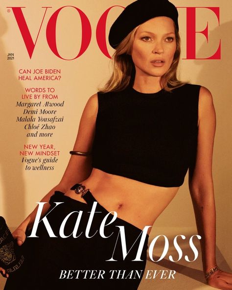 Supermodel Kate Moss wears Versace on Vogue UK January 2021 cover. Alas Marcus Piggott, Mert And Marcus, Vogue Magazine Covers, Romee Strijd, Model Lifestyle, Vogue Covers, Vogue Uk, Claudia Schiffer, Margaret Atwood