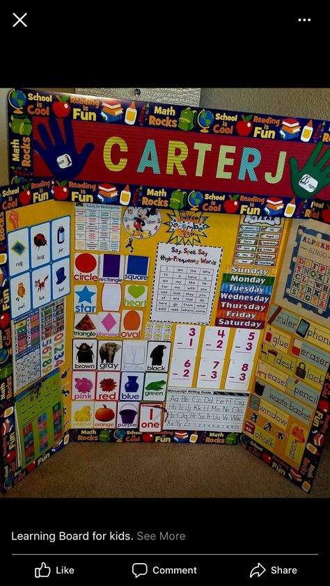 Learning Board For Preschoolers, Homeschool Corner Ideas Kindergarten, Preschool At Home Setup, Learning Wall For Toddlers At Home, Kindergarten Learning Board, Toddler Learning Corner At Home, Learning Boards For Toddlers Diy, Learning Boards For Toddlers Teaching, Kids Learning Board