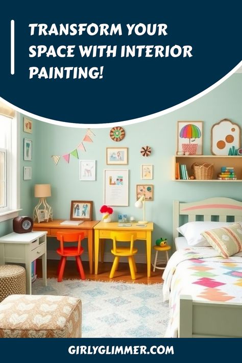 Colorful children's room with pastel walls, vibrant chairs, and holiday-themed decorations. Creative Painting Ideas, Top Paint Colors, Tøp Wallpaper, Trending Paint Colors, Playful Decor, Modern Color Palette, Home Makeover, Interior Painting, Interior Paint Colors