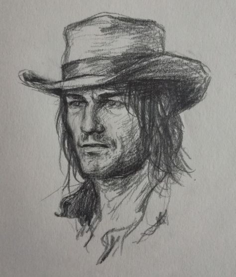 Tom Shelby Drawing, Cowboy Hat Drawing Reference, Cowboy Sketch, Human Drawings, Red Dead Redemption Art, Withdraw Money, Ib Art, Small Sketchbook, John Marston