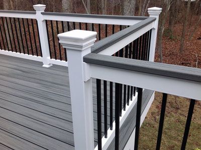 Front Decks, Versetta Stone, Porch Pictures, Basement Door, Grey Deck, Deck Skirting, Deck Railing Ideas, Deck Seating, Deck Makeover