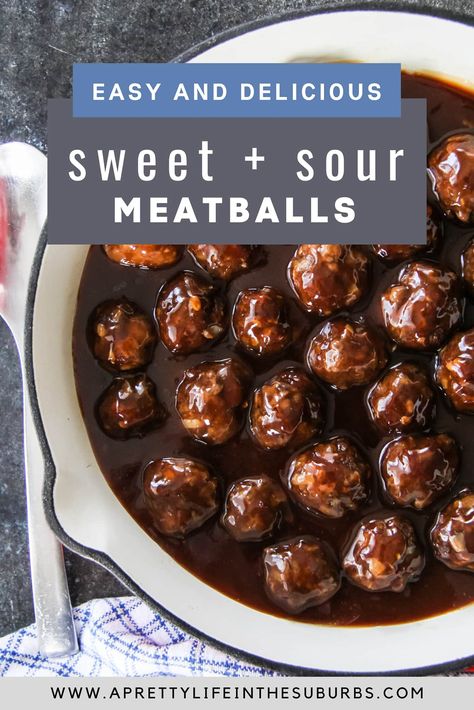 These Sweet and Sour Meatballs are a family favourite!  Easy to make and are delicious served over rice. Sweat And Sour Meatballs, Sweet N Sour Meatballs, Sweet And Sour Beef, Sweet Meatballs, Frozen Meatball Recipes, Recipes By Ingredients, Savory Meatballs, Sweet And Sour Sauces, Sweet And Sour Meatballs