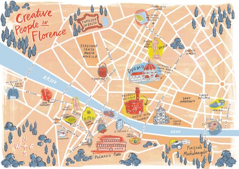 CPiF map Florence Map, City Maps Illustration, Florence City, Creative Brands, Contemporary Arts, Tourist Map, Travel Bug, Illustrated Map, Sister Wedding