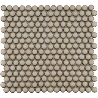 SomerTile 12.25x12-in Penny 3/4-in Caffe Porcelain Mosaic Tile (Pack of 10) Mosaic Floor Tiles, Cream Tile, Mosaic Tile Sheets, Penny Round Mosaic, Penny Tile, Penny Round, Mosaic Floor, Best Floor Tiles, Merola Tile