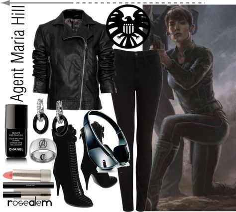 Agent Maria Hill, created by rosealem on Polyvore Maria Hill, Photoshoot Outfits, Beautiful Horses, Comic Art, Avengers, Halloween Costumes, Outfit Inspirations, Dress Up, Created By