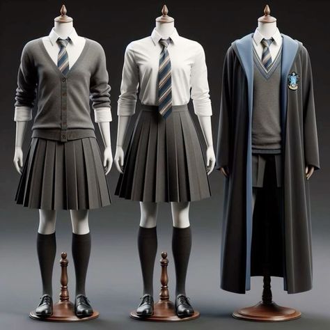 Ravenclaw Outfit Aesthetic, Harry Potter Ravenclaw Outfits, Ravenclaw Uniform, Harry Potter Uniform, Ravenclaw Outfit, Hogwarts Uniform, Hogwarts Outfits, Harry Potter Stories, School Uniform Outfits