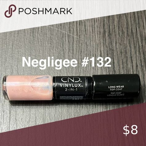 2/$10  1286 Negligee #132 CND Vinylux 2 in 1 Long Wear Nail Polish Duo Cnd Vinylux, Top Coat, Nail Polish, 10 Things, Closet, How To Wear