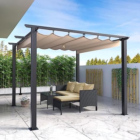 Loving this! UV, rust and water resistant - and totally stylish! Just throw on some lights and your night time garden is ready! Pergola With Sun Shade, Pergola With Retractable Roof, Canopy For Garden, Retractable Sun Shade, Relaxing Outdoor Spaces, Pergola Gazebo, Sun Shade Canopy, Lawn Party, Retractable Roof