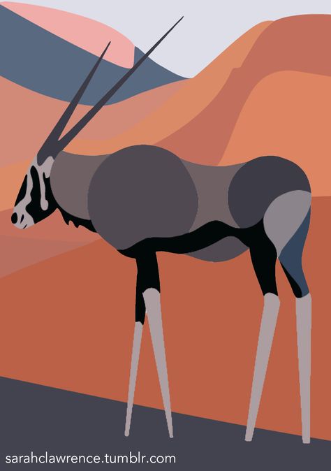 Practicing vector drawings - here's an Oryx Oryx Drawing, Oryx Painting, Arabian Oryx Drawing, Eland Antelope Drawing, Africa Animals Illustration, Africa Jungle, African Wild Dog Drawing, Arabian Oryx, Africa Print