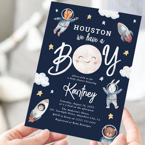 Outer Space Baby Shower, Boy Baby Shower Decor, We Are Over The Moon, Moon Baby Shower, Space Baby, Baby Shower Supplies, Boy Baby Shower Themes, Woodland Animal, Space Theme