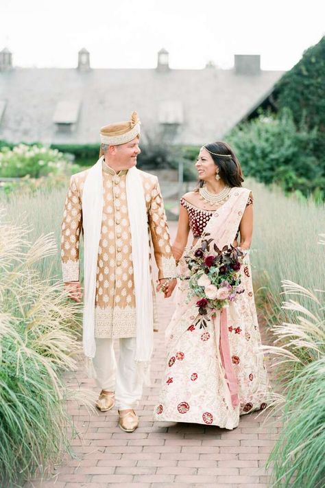 An Elegant Indian Fusion Wedding at Blue Hill Farm at Stone Barns in Tarrytown, New York Tarrytown New York, Asian Inspired Wedding, Hindu Ceremony, Wedding Roles, Hindu Culture, Elegant Couple, Garden Wedding Inspiration, Indian Fusion Wedding, Blue Hill