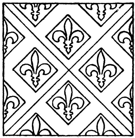 Medieval Stained Glass Patterns | Medieval Tile Pattern | ClipArt ETC Medieval Ceramics, Medieval Stained Glass, Medieval Pattern, Tile Stencil, Pattern Coloring Pages, Tile Pattern, Faux Stained Glass, Black And White Drawing, Medieval Art