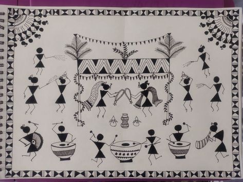 Radha Krishna Warli Art, Warli Designs, Warli Paintings, Book Backdrop, Jamini Roy, Worli Painting, Warli Painting, Gond Art, Warli Art