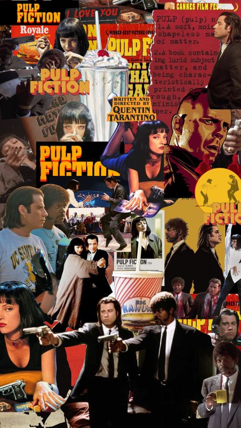 Pulp Fiction Collage, Cinema Collage Wallpaper, Pulp Fiction Wallpaper Iphone, Cinephile Wallpaper, Quentin Tarantino Wallpaper, Cinema Wallpaper Aesthetic, Cinephile Aesthetic, Pulp Fiction Wallpaper, Pulp Fiction Aesthetic