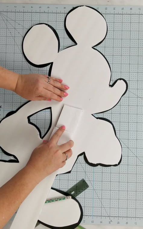 DIY Mickey cut out with Dollar Tree foam board.  #dollartree #foam #diy Mickey Mouse Vinyl, Mickey Mouse Cutouts, Cricut Mickey Mouse Birthday, Mickey Cricut Projects, Dollar Tree Mickey Mouse Diy, Mickey Mouse Cricut Projects, Mickey Mouse Decorations Diy, Kids Cricut Projects, Mickey Mouse Birthday Diy