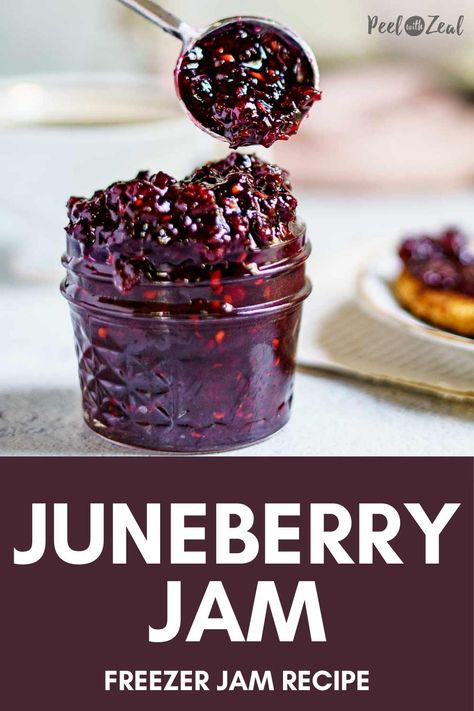 June Berry Recipes, Serviceberry Recipes, Juneberry Recipes, Plum Freezer Jam Recipes, Saskatoon Berry Jam Recipe, Saskatoon Berry Recipes, Plum Freezer Jam, Saskatoon Recipes, Saskatoon Berry Jam