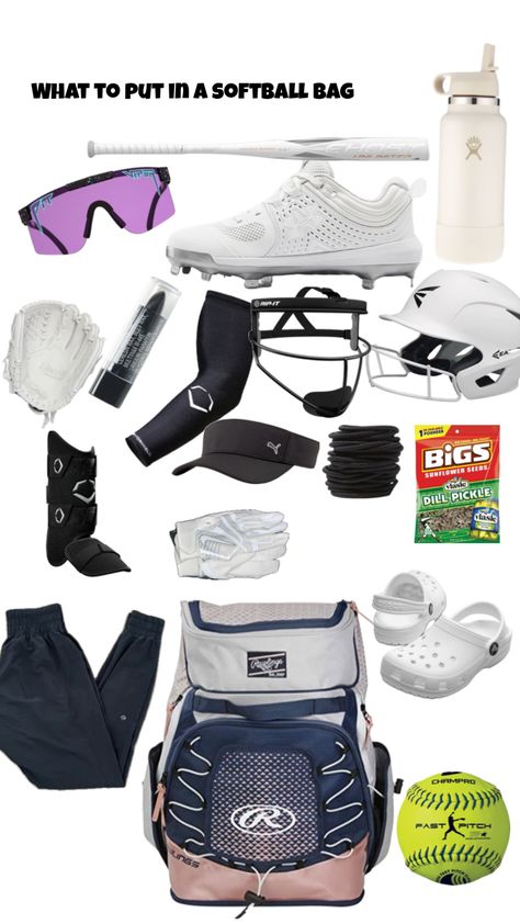 Travel Softball Packing, What To Pack In Softball Bag, Summer Softball Must Haves, Softball Must Haves, What To Put In Your Softball Bag, Softball Bag Essentials, What’s In My Softball Bag, Softball Camp, Softball Backpacks