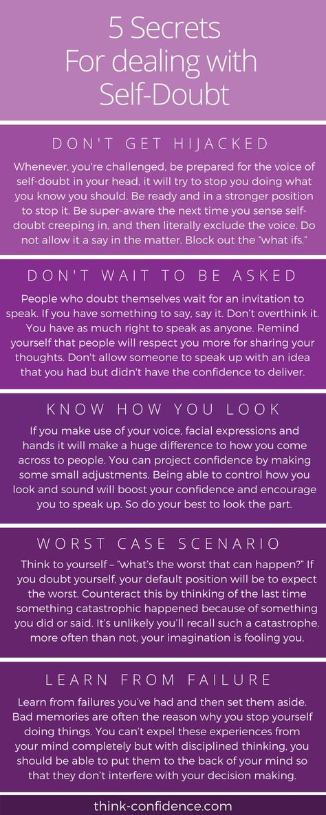 The secret to overcoming self-doubt.  Click infographic - Fantastic Techniques for building self-esteem and confidence. #selfesteem #selfconfidence #selfdoubt #confidence #confident #infographic #infographics Difficult Interview Questions, Quotes Confidence, Job Interview Advice, Business Infographics, Interview Advice, Job Info, Interview Prep, Interview Skills, Building Self Esteem