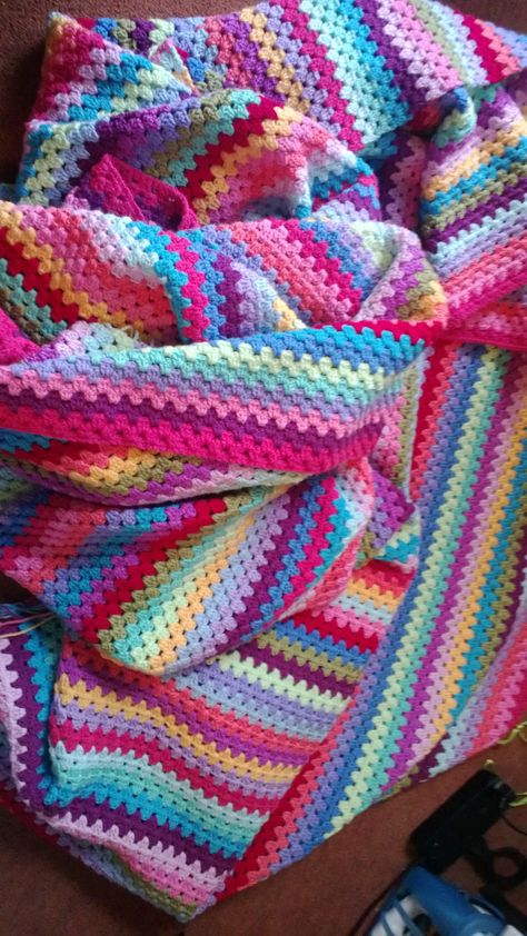 There's something very satisfying about crumpling blankets up and seeing all that colour jumbled about Afgans Crochet, Crochet Motivation, Chunky Knit Blanket Pattern, Scrap Yarn Crochet, Crochet Lingerie, Crochet Throw Pattern, Knitted Slippers Pattern, Beginner Crochet Tutorial, Crochet Blanket Designs